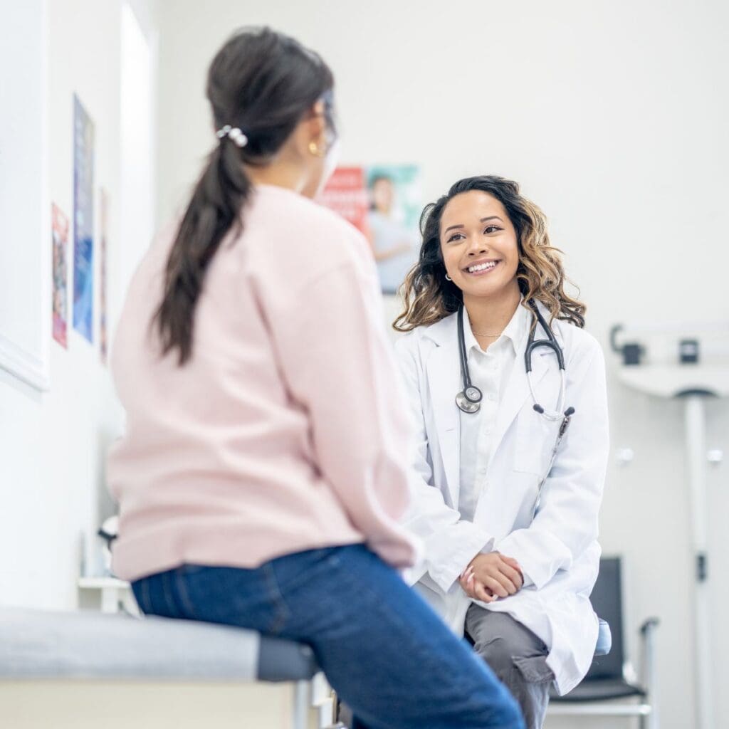 Patient meeting with a primary care physician