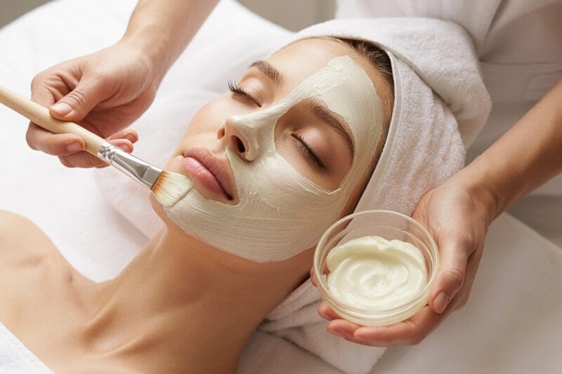 Relaxing facial skincare treatment
